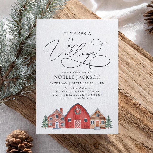Winter Village Christmas Baby Shower Invitation (Creator Uploaded)