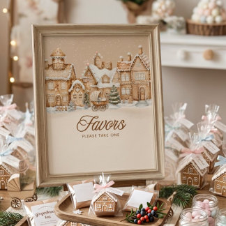 Winter Village Gingerbread Party Favour   Poster
