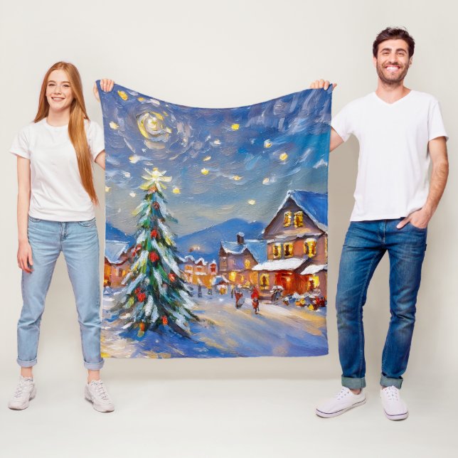 Winter Village Holiday Fleece Blanket (In Situ)