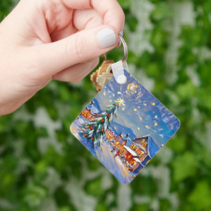 Winter Village Holiday Keychain