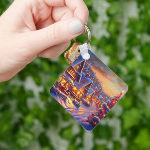 Winter Village Holiday Keychain