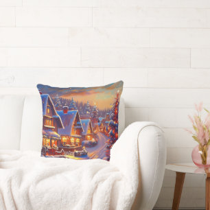 Winter Village Holiday Throw Pillow