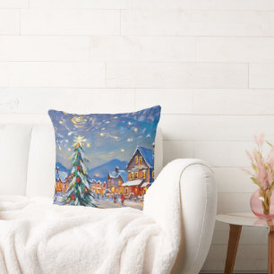 Winter Village Holiday Throw Pillow
