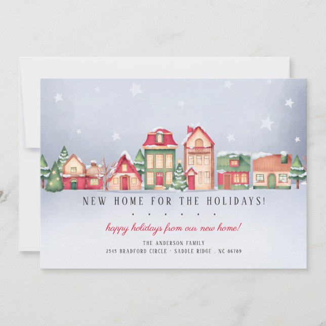 Winter Village New Home for the Holidays Christmas Invitation (Front)