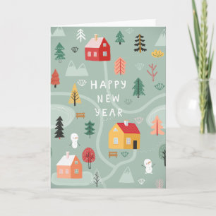 Winter Village New Year - A Cozy Start Holiday Card