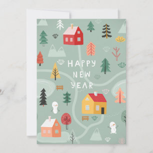 Winter Village New Year - A Cozy Start Holiday Card
