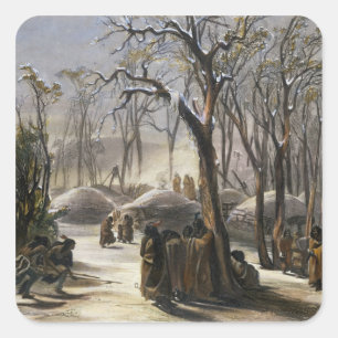 Winter Village of the Minatarres, plate 26 from Vo Square Sticker