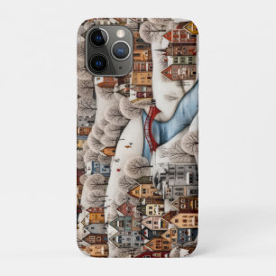 Winter Village Scene Cozy Snowy Town  iPhone 11 Pro Case