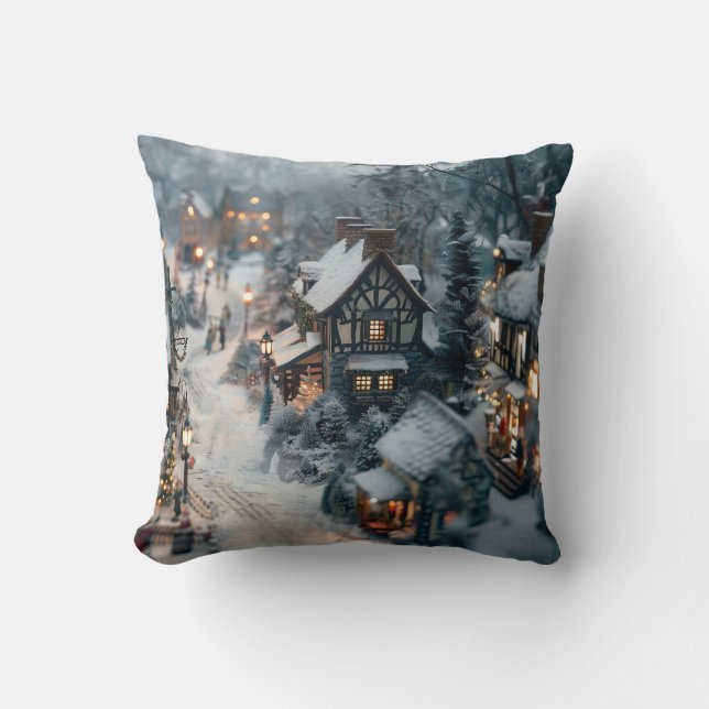Winter village throw pillow (Front)