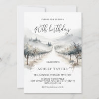 Winter Vineyard Birthday Invitation Wine Any Age