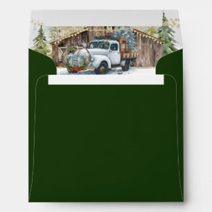 Winter Vintage Christmas Truck Envelope