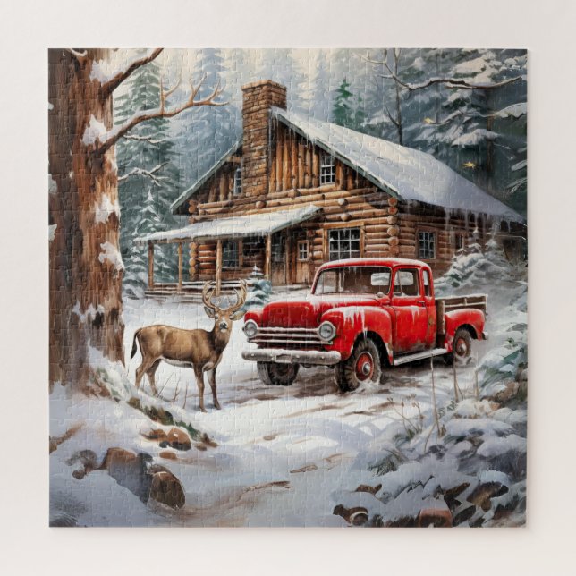 Winter Vintage Truck Puzzle (Vertical)