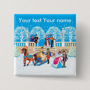 Winter walk 2 inch square button