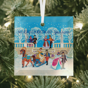  Winter walk  Glass Ornament