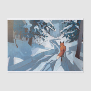Winter Walk Home, Snowy Lone Fox Tissue Paper