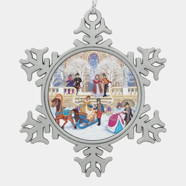 Winter walk snowflake pewter christmas ornament (Front)