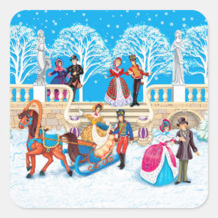 Winter walk square sticker