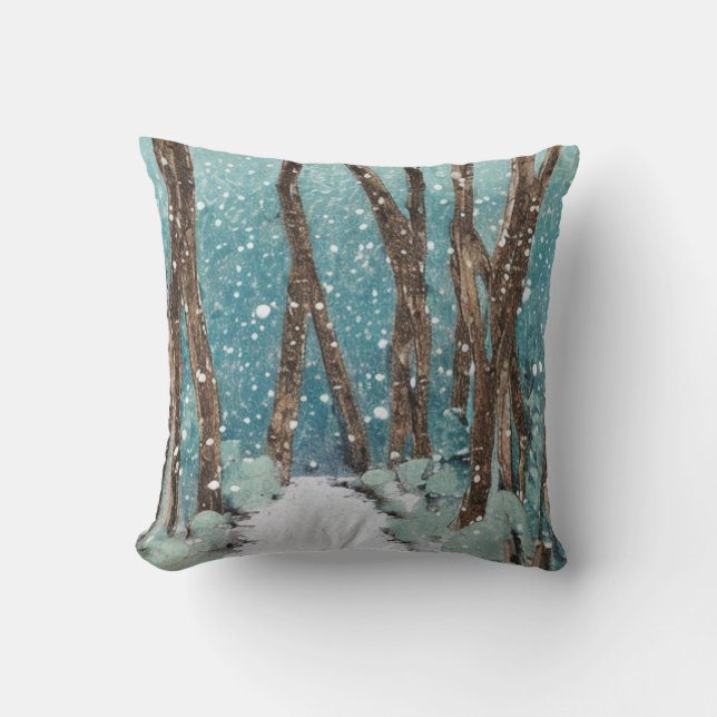 Winter Walk Throw Pillow (Front)