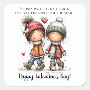 Winter Walk Valentine  Square Sticker