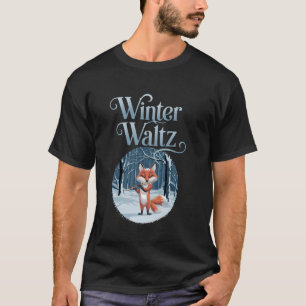 Winter Waltz Fox Music Flute Snow Scene Aesthetic  T-Shirt