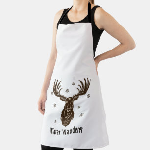 Winter Wanderer Rustic Stag Majestic Deer & Snow Apron
