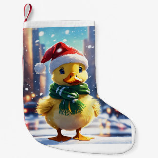 "Winter Wanderer: The Adorable Duckling in NYC" Small Christmas Stocking