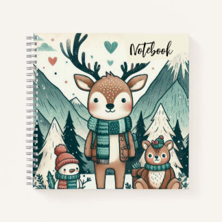  Winter Wanderers – Cozy Deer Family in the Snow Notebook