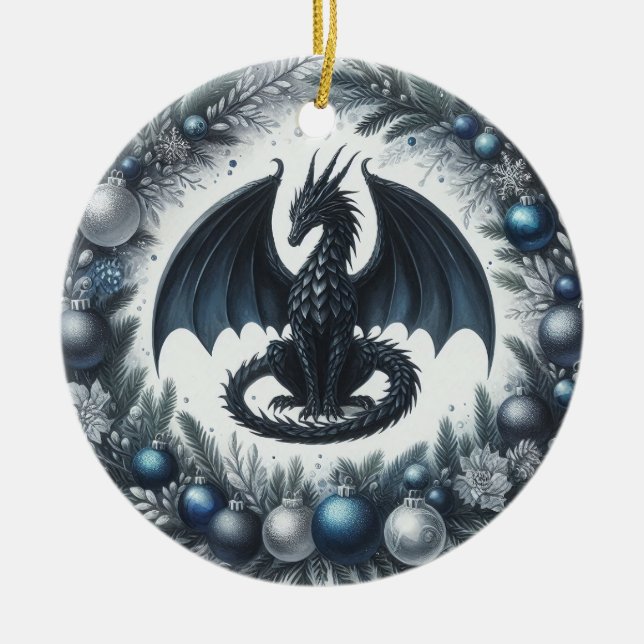 Winter Warden of the Wreath Ceramic Ornament (Front)