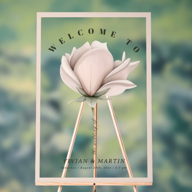Winter warmth Single Big Floral Wedding Welcome Acrylic Sign (Neutral)