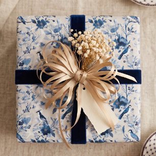 Winter Washi Chinoiserie Songbird Wrapping Paper