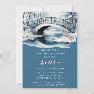 Winter Water Stream Bridge Wedding Celebration  Invitation