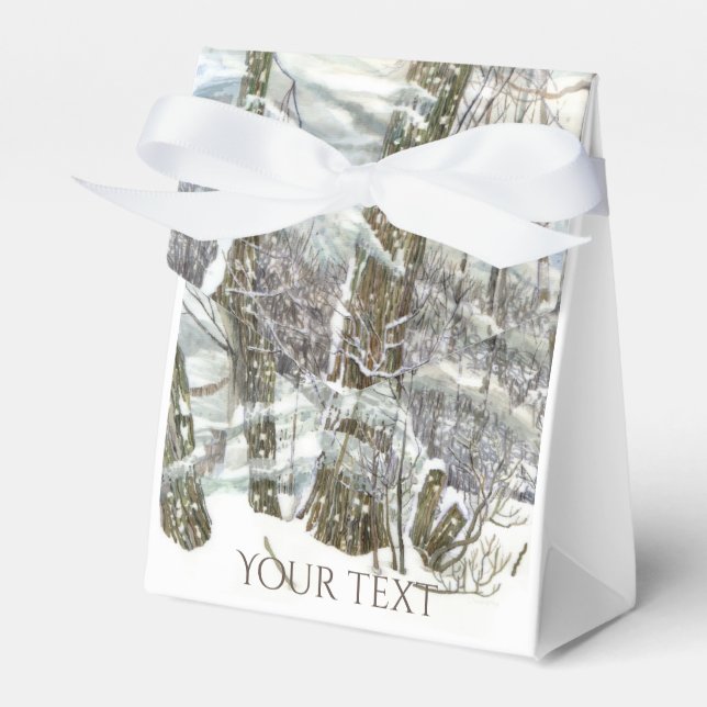 Winter Watercol painting Favor Box (Front Side)