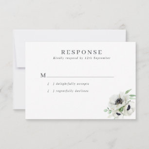 Winter Watercolor Anemones Wedding RSVP Card