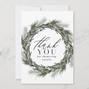 Winter watercolor botanical baby shower thank you