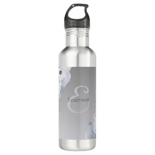 Winter Watercolor Floral Monogram Personalized 710 Ml Water Bottle
