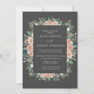 winter watercolor floral wedding invitation