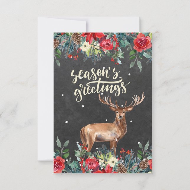 Winter Watercolor Flowers | Season's Greetings Card (Front)