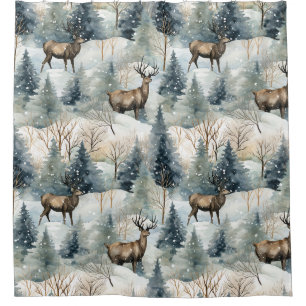 Winter Watercolor Forest Deer (1)