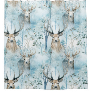 Winter Watercolor Forest Deer (2)