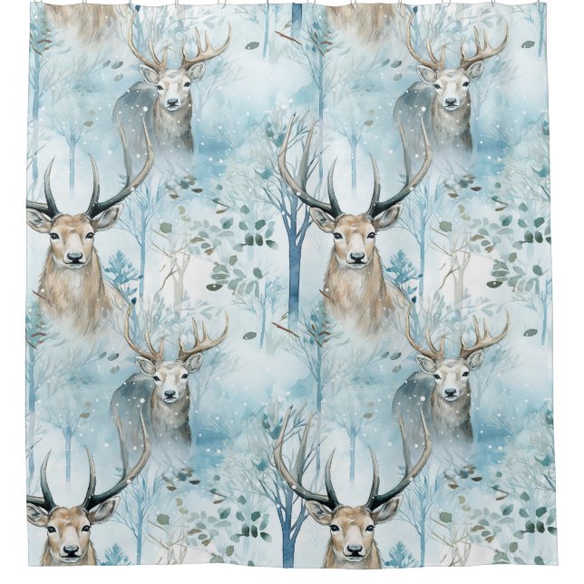 Winter Watercolor Forest Deer (2) (Front)