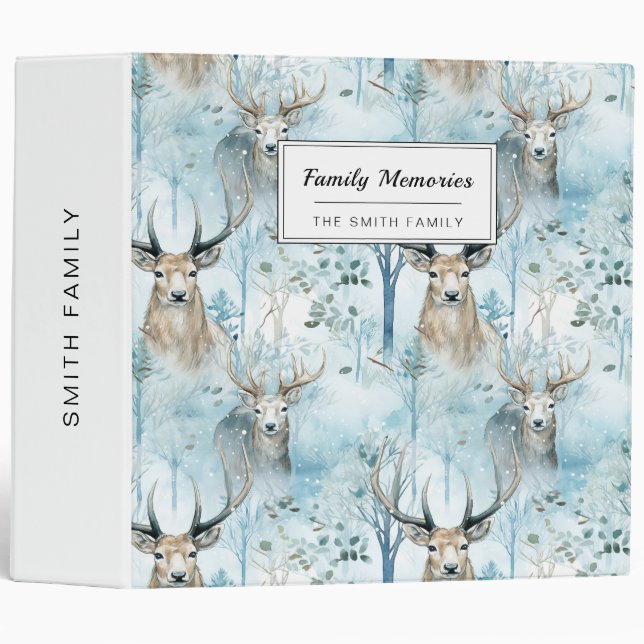 Winter Watercolor Forest Deer (2) Binder (Front/Spine)
