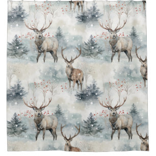 Winter Watercolor Forest Deer (4)