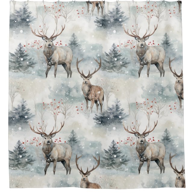 Winter Watercolor Forest Deer (4) (Front)