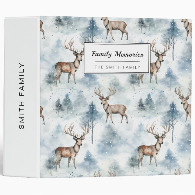 Winter Watercolor Forest Deer (5) Binder (Front/Spine)