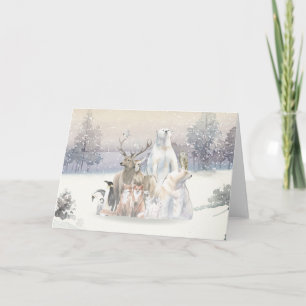 Winter Watercolor Holiday Creatures Card