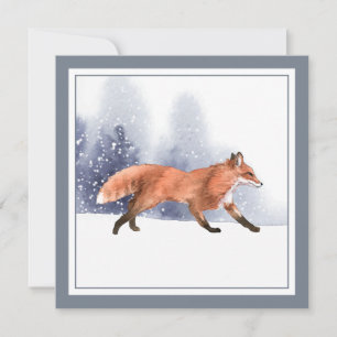 Winter Watercolor Holiday Fox Invitation