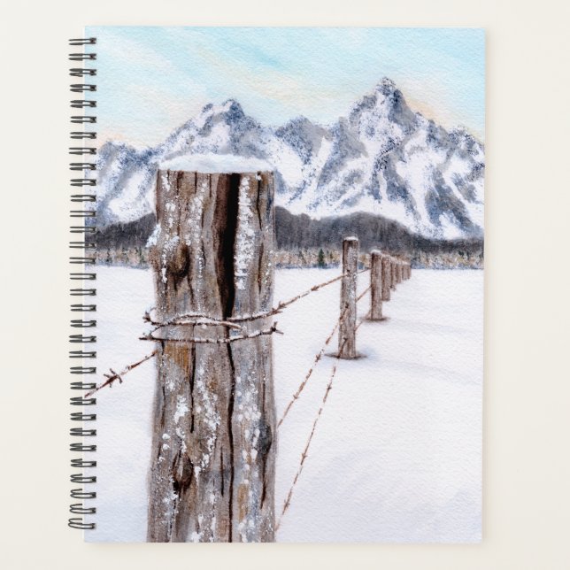 Winter watercolor mountain art planner (Front)