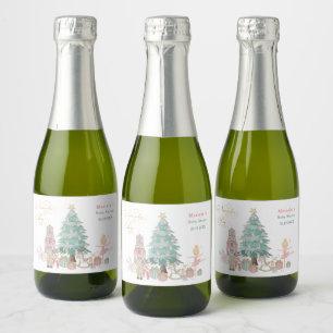 Winter Watercolor Nutcracker ballet Merry Christma Sparkling Wine Label