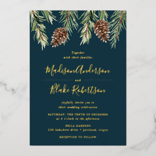 Winter Watercolor Pine Cone Wedding