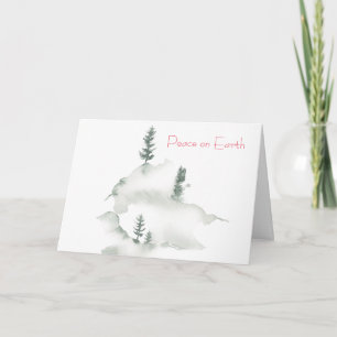 Winter Watercolor Pine Trees Holiday Card